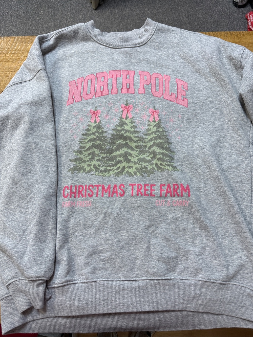 Pink lily christmas tree sweatshirt